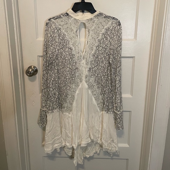 Free People White Lace Tell Tale Long Sleeve Tunic Dress S - Picture 7 of 12